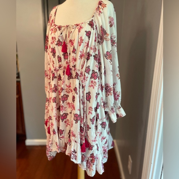 Free People Carmella Mini Floral Boho Cotton Dress Pink Florals - Picture 10 of 16